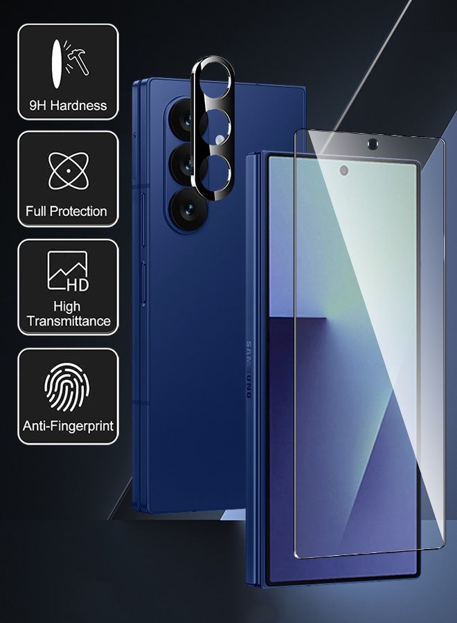 Tersely [2+2 Pack] 9H Tempered Glass Screen Protector for Samsung Galaxy Fold 7 5G (2025), Anti Scratch, Full Cover, Easy Install, 2 Pack Screen Protector and 2 Pack Camera Lens Protector - Image 2