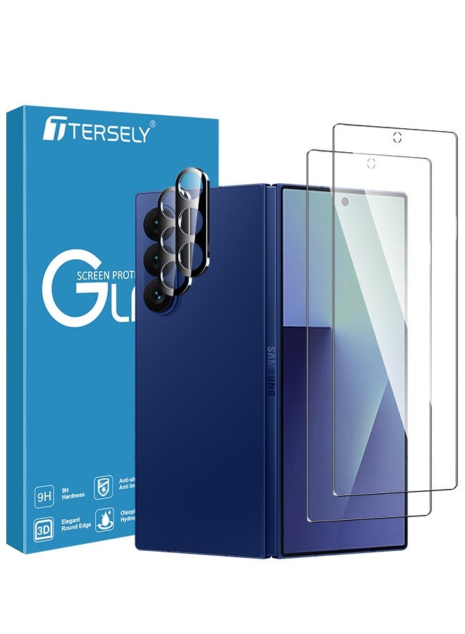Tersely [2+2 Pack] 9H Tempered Glass Screen Protector for Samsung Galaxy Fold 7 5G (2025), Anti Scratch, Full Cover, Easy Install, 2 Pack Screen Protector and 2 Pack Camera Lens Protector - Image 1