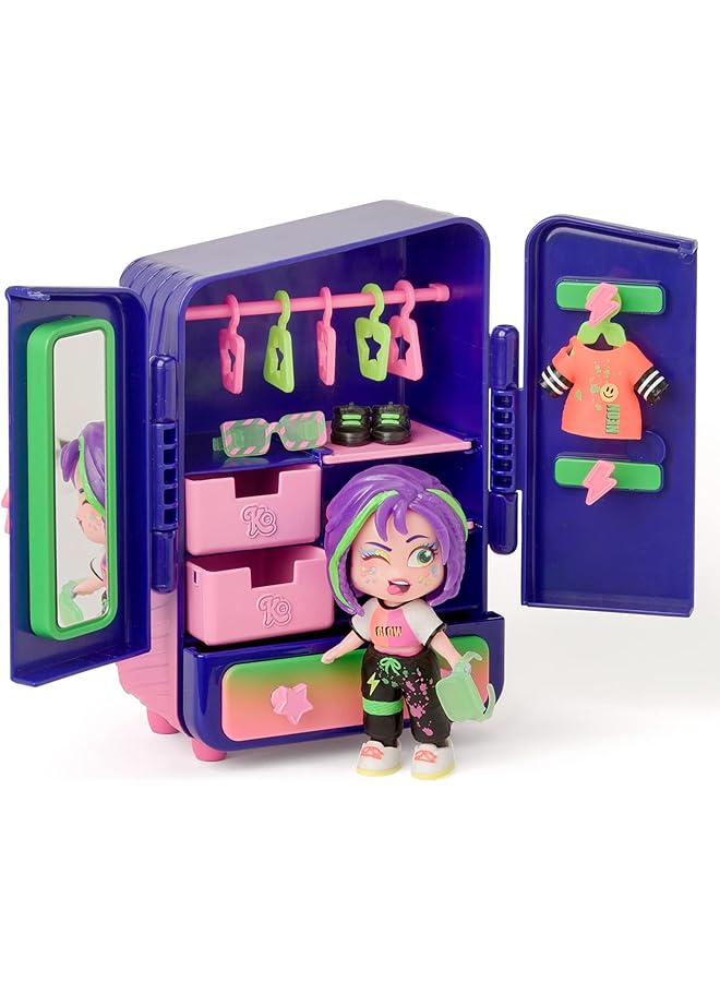 كوكيلوس خزانة ملابس Robin'S تحتوي على أكثر من 18 إكسسوارًا للأزياء ودمية حصرية مع 3 تعبيرات مضحكة. تتضمن 2 من إكسسوارات الملابس وأدراج شماعات الأحذية و3 ملصقات - Image 1
