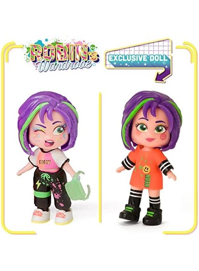 كوكيلوس خزانة ملابس Robin'S تحتوي على أكثر من 18 إكسسوارًا للأزياء ودمية حصرية مع 3 تعبيرات مضحكة. تتضمن 2 من إكسسوارات الملابس وأدراج شماعات الأحذية و3 ملصقات - Image 3