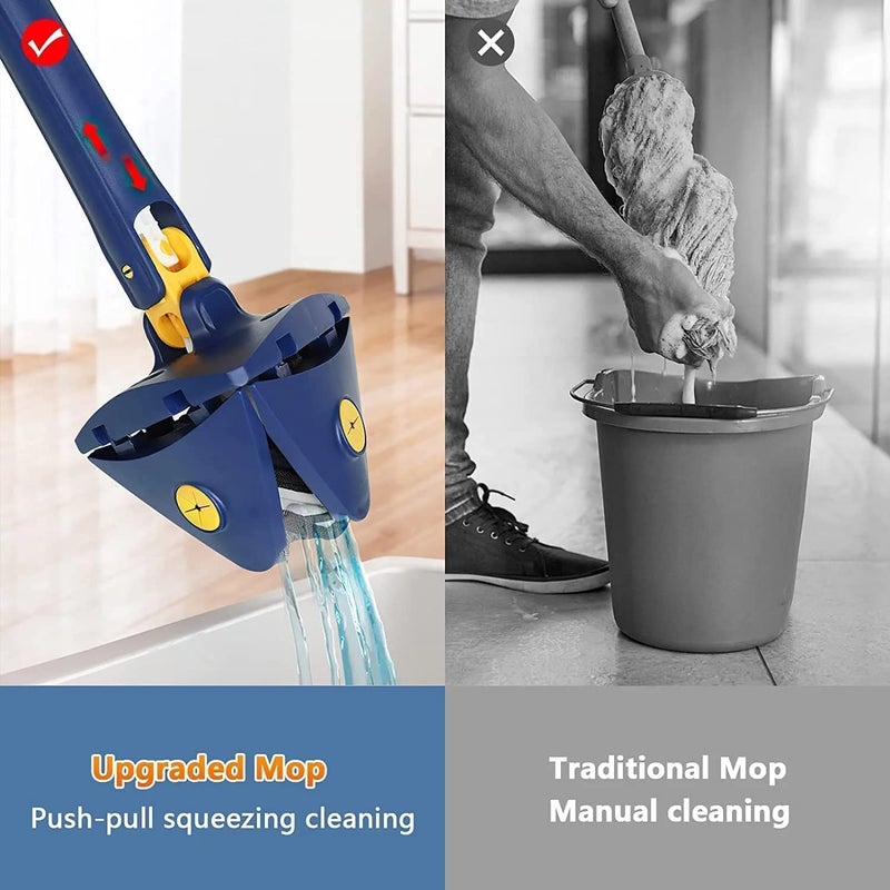 CleanSmith CleanSmith Special 360 Rotatable Adjustable Triangle Cleaning Mop with Stainless Steel Long Handle PushPull Squeezing Cleaning Mop Dry Wet Mop Floor Windows Ceiling Multicolor - Image 5