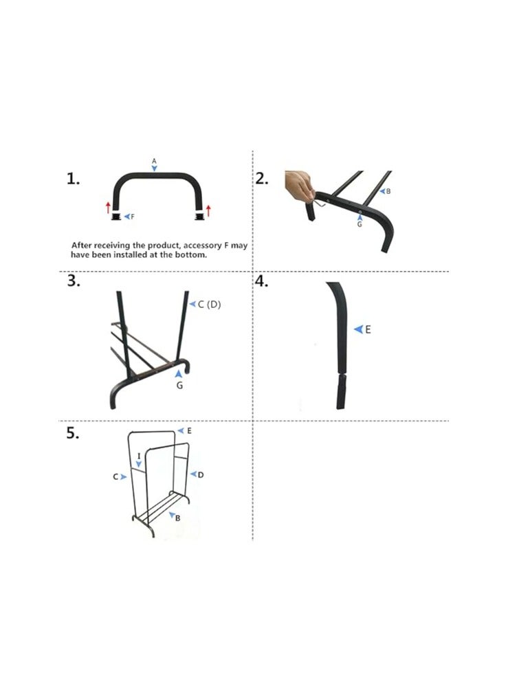 Clothes Organizer And Holder Metal Stand 96x44x162 cm Black - Image 4