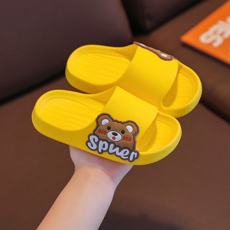 Children'S Slippers Four Seasons Household Girls' Home Shoes Waterproof Non-Slip Cartoon Bear Soft Sole Children'S Sandals For Hair - Image 1
