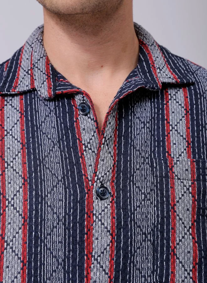 The Indian Garage Co Men Relaxed Fit Striped Full Sleeves Cutaway Collar Resort Wear Shirt