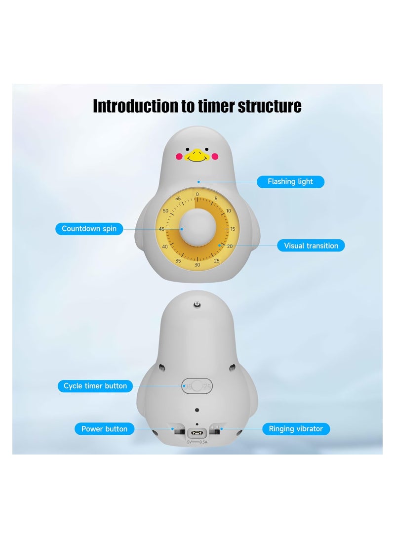 Kitchen Timer, Visual Timer Rechargeable, Creative Alarm Clock, 60 Minute Countdown Timer Clock for Kids, Silent Kitchen Timer, Cooking Pomodoro Timer, Time Management Tool for Office, Meetings - Image 4