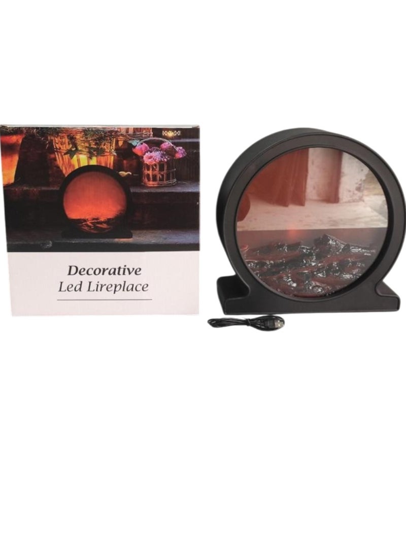 فانوس مدفأة LED بدون لهب - يعمل بالبطارية/USB - تأثير لهب واقعي - ديكور احتفالي