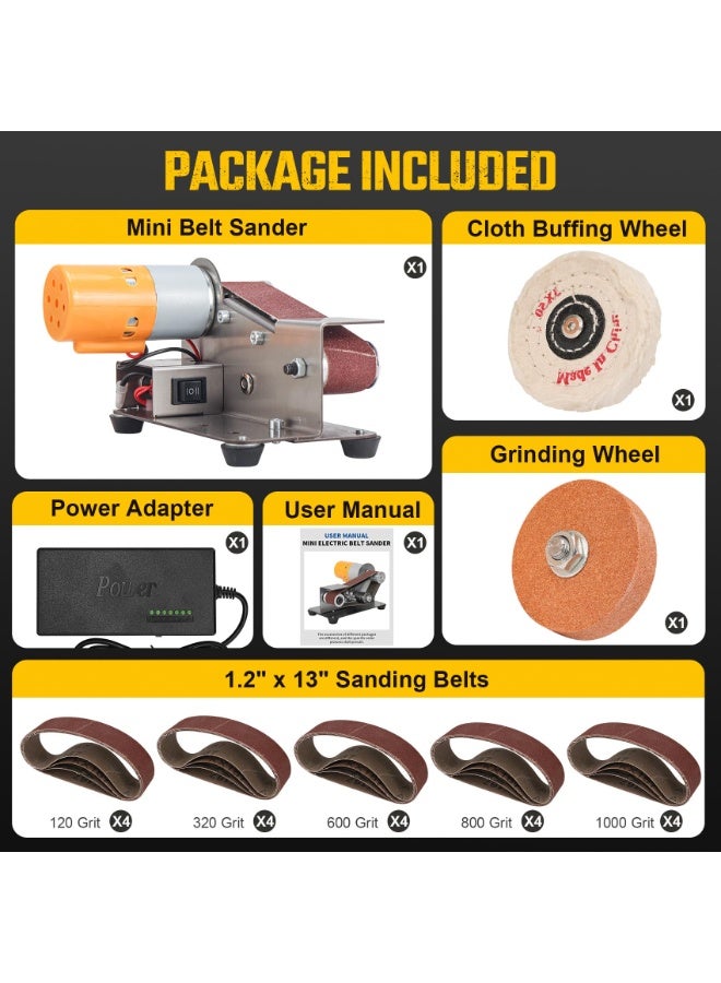 M MIAOYAN 3-In-1 Mini Belt Sander - 15 Degree Knife Sharpener Electric Bench Grinder Sanding Machine, 7 Adjustable Speed Buffer Polisher for Metal Wood DIY Handcraft, Tool & Knife Sharpening (Plus Kit) - Image 5