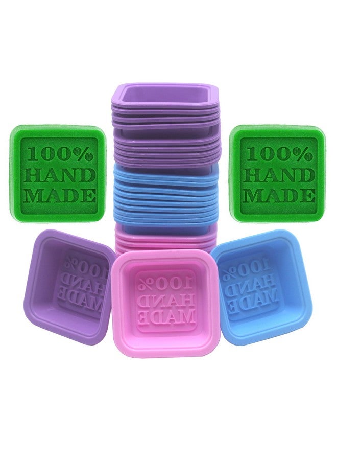 FIVOENDAR (30-Pack) DIY Handmade Soap Molds, Baking Molds, Cupcake Liners - 100% Handmade Square Silicone - - Microwave, Oven, Refrigerator, Freezer and Dishwasher Safe for Homemade Craft(Purple, Pink, Blue) - Image 1