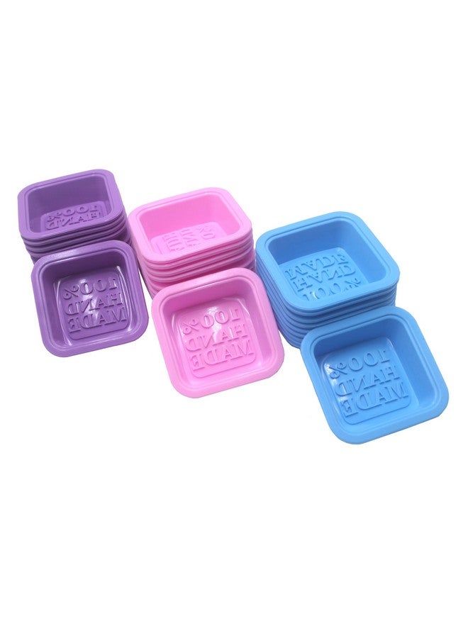FIVOENDAR (30-Pack) DIY Handmade Soap Molds, Baking Molds, Cupcake Liners - 100% Handmade Square Silicone - - Microwave, Oven, Refrigerator, Freezer and Dishwasher Safe for Homemade Craft(Purple, Pink, Blue) - Image 4