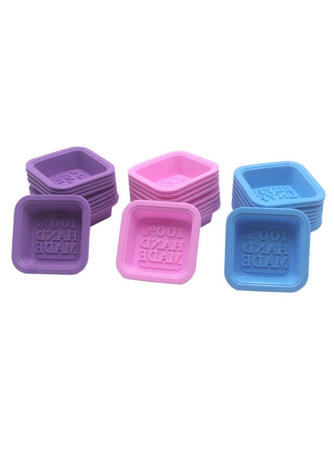 FIVOENDAR (30-Pack) DIY Handmade Soap Molds, Baking Molds, Cupcake Liners - 100% Handmade Square Silicone - - Microwave, Oven, Refrigerator, Freezer and Dishwasher Safe for Homemade Craft(Purple, Pink, Blue) - Image 3