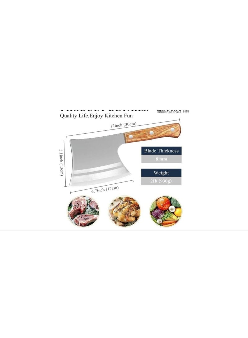 Handcrafted professional chef's knife - high-carbon hammered steel blade - kitchen knife with a solid natural wood handle for precise cutting - Image 1