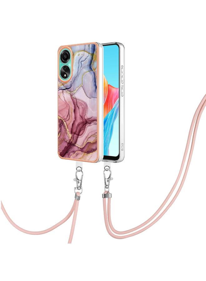 اس-توب جراب لهاتف OPPO A78 4G مطلي بالرخام الكهربائي، جراب هاتف IMD مزدوج الجوانب مع حبل تعليق - Image 1