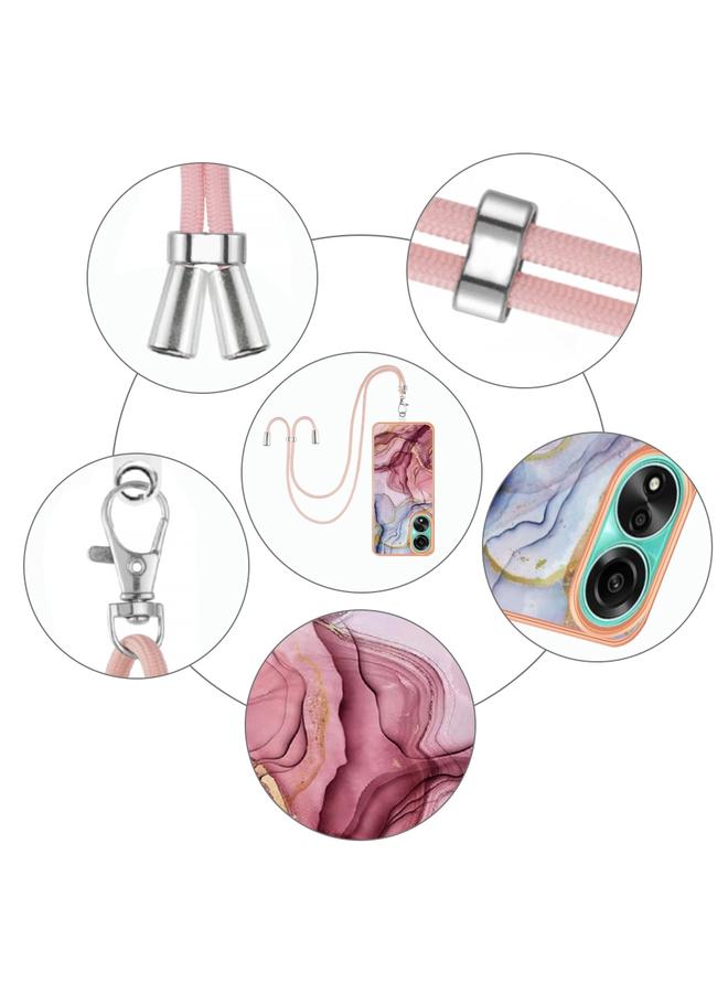 اس-توب جراب لهاتف OPPO A78 4G مطلي بالرخام الكهربائي، جراب هاتف IMD مزدوج الجوانب مع حبل تعليق - Image 5