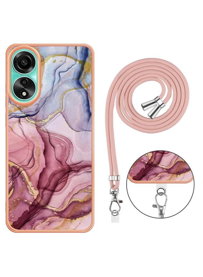 اس-توب جراب لهاتف OPPO A78 4G مطلي بالرخام الكهربائي، جراب هاتف IMD مزدوج الجوانب مع حبل تعليق - Image 4