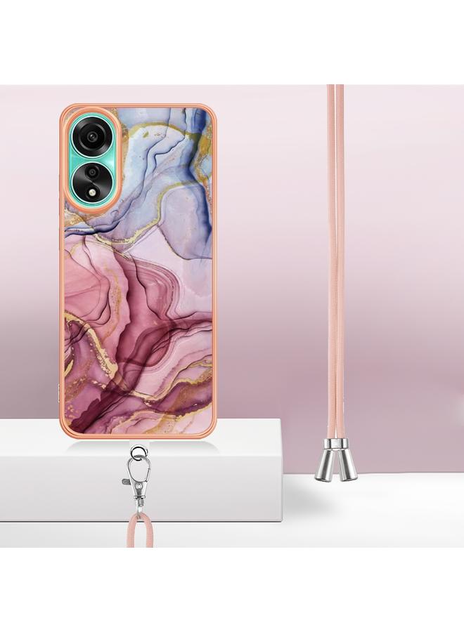 اس-توب جراب لهاتف OPPO A78 4G مطلي بالرخام الكهربائي، جراب هاتف IMD مزدوج الجوانب مع حبل تعليق - Image 3