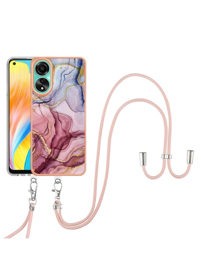 اس-توب جراب لهاتف OPPO A78 4G مطلي بالرخام الكهربائي، جراب هاتف IMD مزدوج الجوانب مع حبل تعليق - Image 2