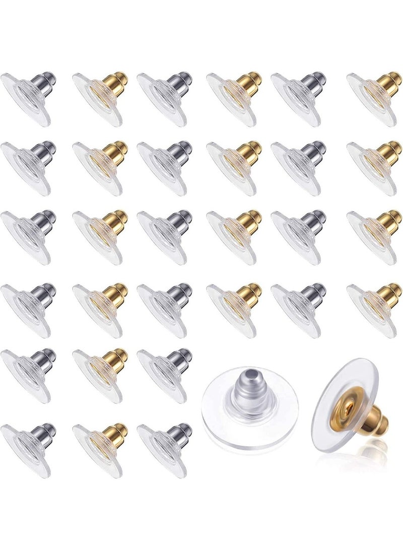 ChicAbode 100 Pair Earring Backs, Clutch Earring Backs, With Rubber Pad, Hypoallergenic Earring Stoppers, Small and Light, for Droopy Stud Ears Replacement for Heavy Earrings, Mixed Colors - Image 1