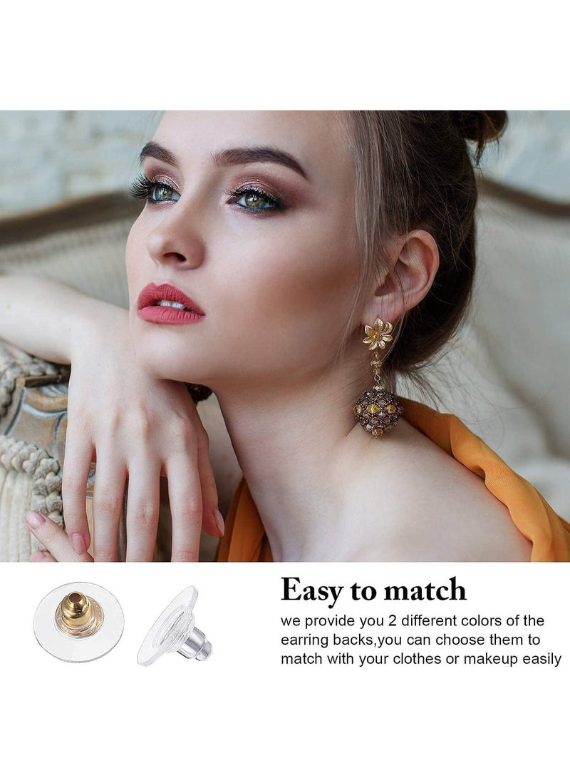 ChicAbode 100 Pair Earring Backs, Clutch Earring Backs, With Rubber Pad, Hypoallergenic Earring Stoppers, Small and Light, for Droopy Stud Ears Replacement for Heavy Earrings, Mixed Colors - Image 4