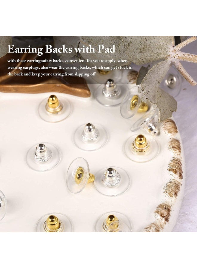 ChicAbode 100 Pair Earring Backs, Clutch Earring Backs, With Rubber Pad, Hypoallergenic Earring Stoppers, Small and Light, for Droopy Stud Ears Replacement for Heavy Earrings, Mixed Colors - Image 5