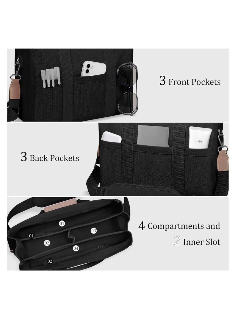 Arabest A Large Capacity Shoulder Bag with Multiple Pockets, Featuring Compartments, a Versatile Tote Bag with Durable Handles, Crossbody Tote Bag for Women Shoulder Handbag Everything Tote Bag with Compartments (Black) - Image 2