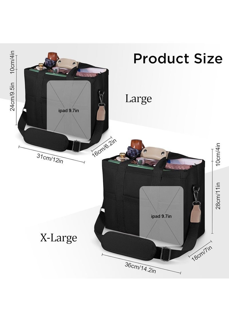 Arabest A Large Capacity Shoulder Bag with Multiple Pockets, Featuring Compartments, a Versatile Tote Bag with Durable Handles, Crossbody Tote Bag for Women Shoulder Handbag Everything Tote Bag with Compartments (Black) - Image 5