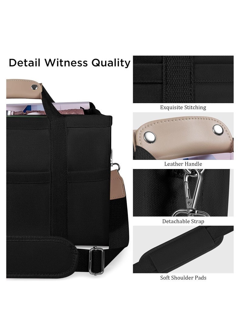 Arabest A Large Capacity Shoulder Bag with Multiple Pockets, Featuring Compartments, a Versatile Tote Bag with Durable Handles, Crossbody Tote Bag for Women Shoulder Handbag Everything Tote Bag with Compartments (Black) - Image 4