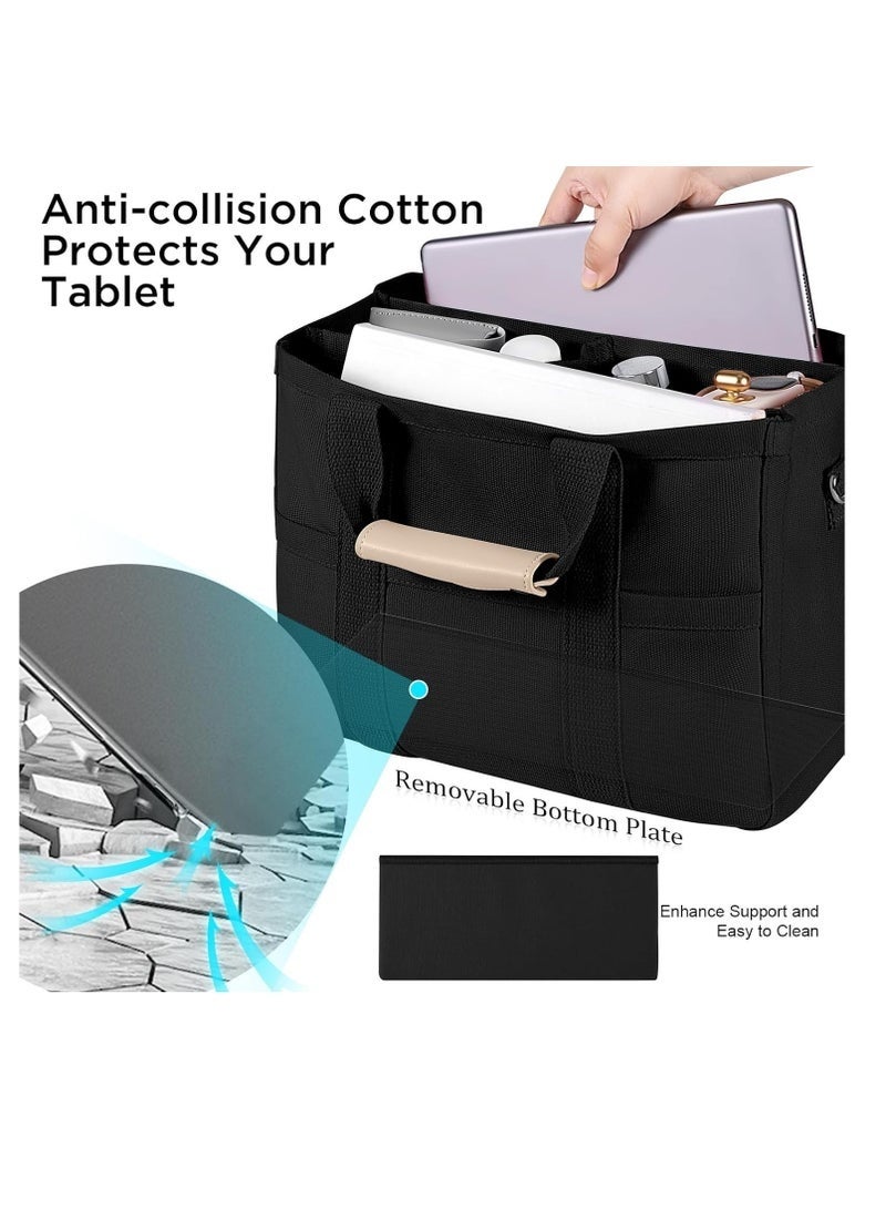 Arabest A Large Capacity Shoulder Bag with Multiple Pockets, Featuring Compartments, a Versatile Tote Bag with Durable Handles, Crossbody Tote Bag for Women Shoulder Handbag Everything Tote Bag with Compartments (Black) - Image 3