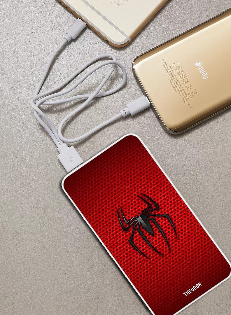 Theodor 10,000 mAh Super Fast Charging Ultra Compact Power Bank with Quick Charge & Power Delivery, Portable Charger For iPhone and Android Red Spiderman Logo  - Image 2