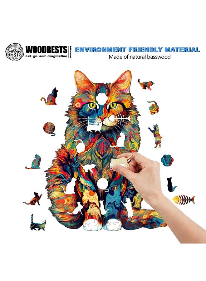 Woodbests Wooden Puzzle For Adults, Maine Cat Puzzle (M, 190Pcs, 11.7"X9.4") Beautiful Wooden Box, Wooden Jigsaw Puzzles Unique Shape, Birthday Gifts For Adults And Kids Family Game - Image 2