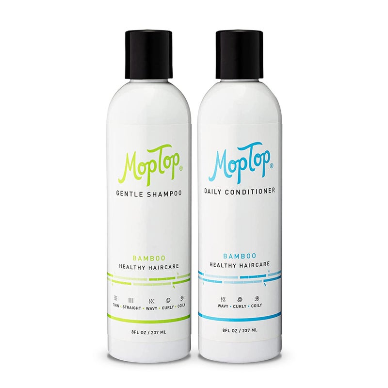 MopTop Moisturizing Curly Hair Shampoo and Conditioner Set  Gentle Shampoo  Daily Conditioner Reduce Frizz  Restore Dry Damaged Hair Sulfate  Paraben Free  Wavy Curly Coily Kinky Set of 2