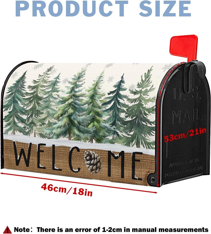 Farg Winter Welcome Pine Tree Mailbox Covers Magnetic Xmas Snow Snowflake Mailbox Cover 21" X 18" Waterproof Mail Box Covers Magnetic Standard Size for Yard Home Decor - Image 4