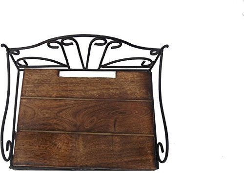 WOODENCLAVE Woodenclave Wrought Iron Wood Set Top Box Wall Stand of Metal Brown  - Image 4