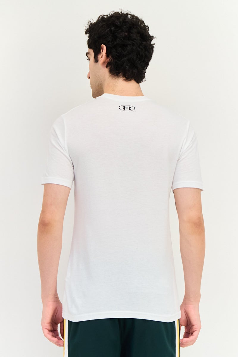 UNDER ARMOUR Men Loose Fit Short Sleeve Training T-Shirt, White - Image 3