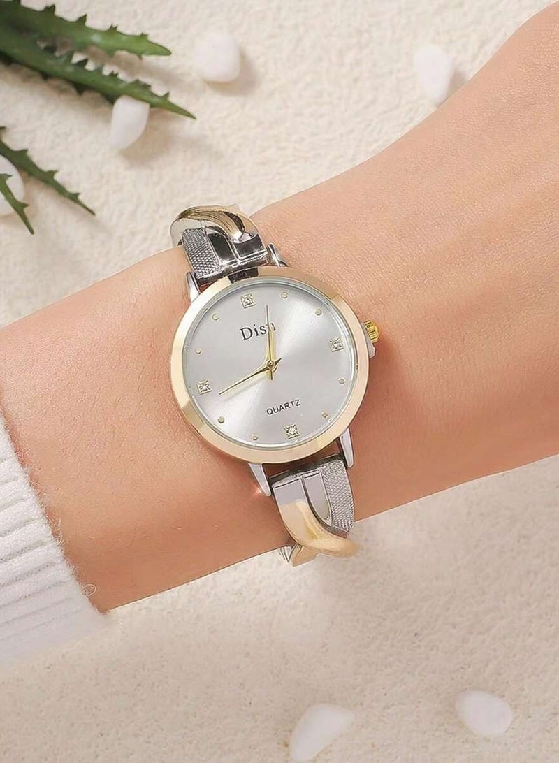 ديسو ساعة يد نسائية كوارتز مرصعة بحجر الراين من الفولاذ المقاوم للصدأ - Image 2
