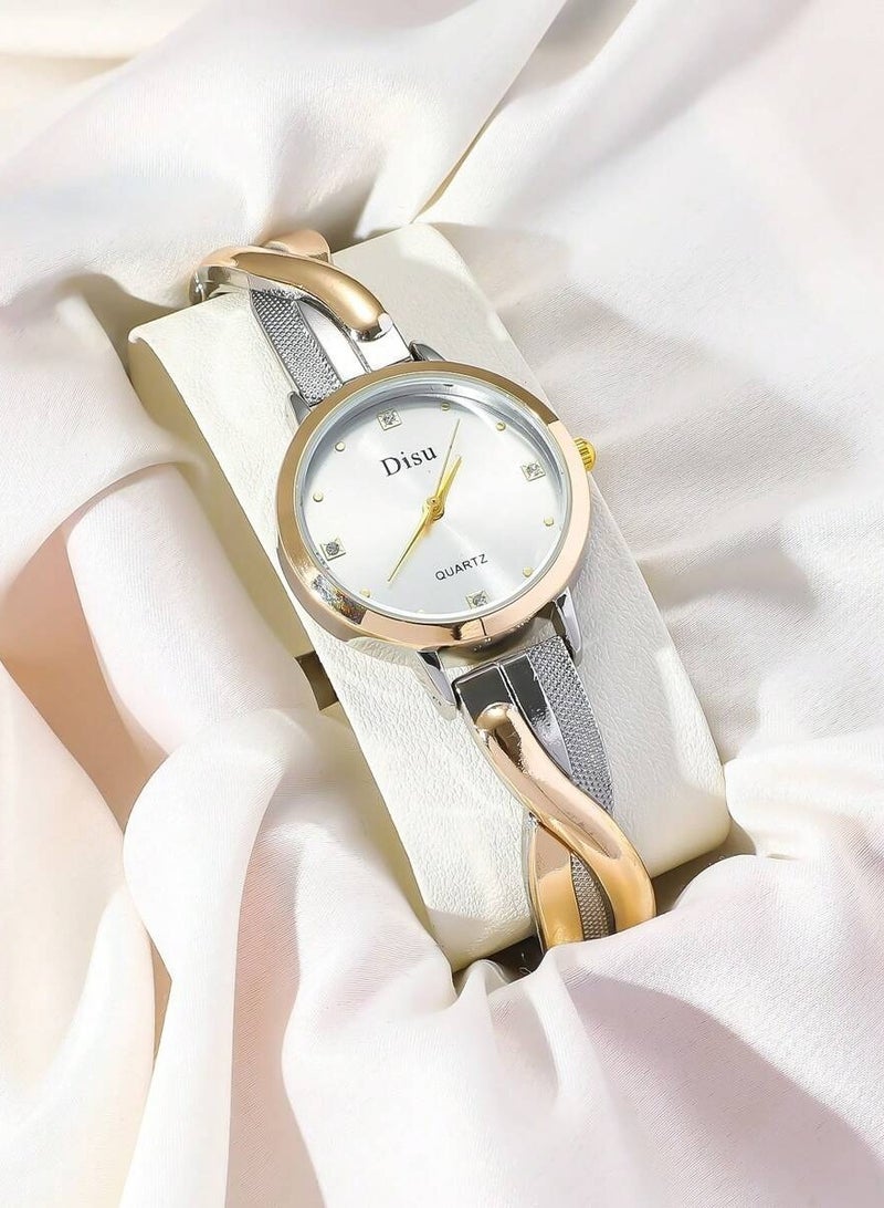 ديسو ساعة يد نسائية كوارتز مرصعة بحجر الراين من الفولاذ المقاوم للصدأ - Image 3
