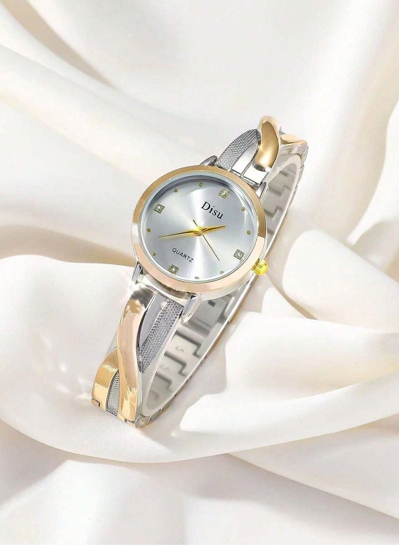 ديسو ساعة يد نسائية كوارتز مرصعة بحجر الراين من الفولاذ المقاوم للصدأ - Image 1