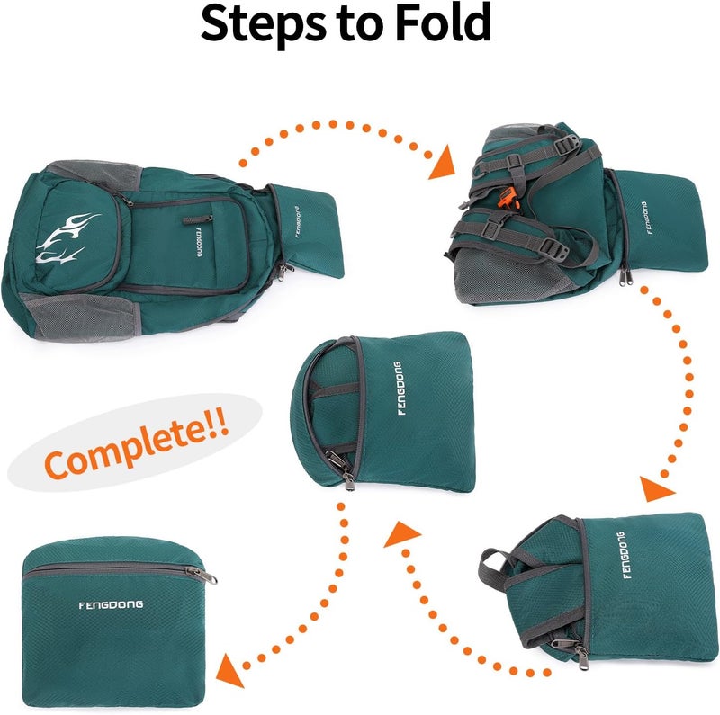 FENGDONG 35L Lightweight Foldable Waterproof Packable Travel Small Hiking Backpack Daypack for men women - Image 3