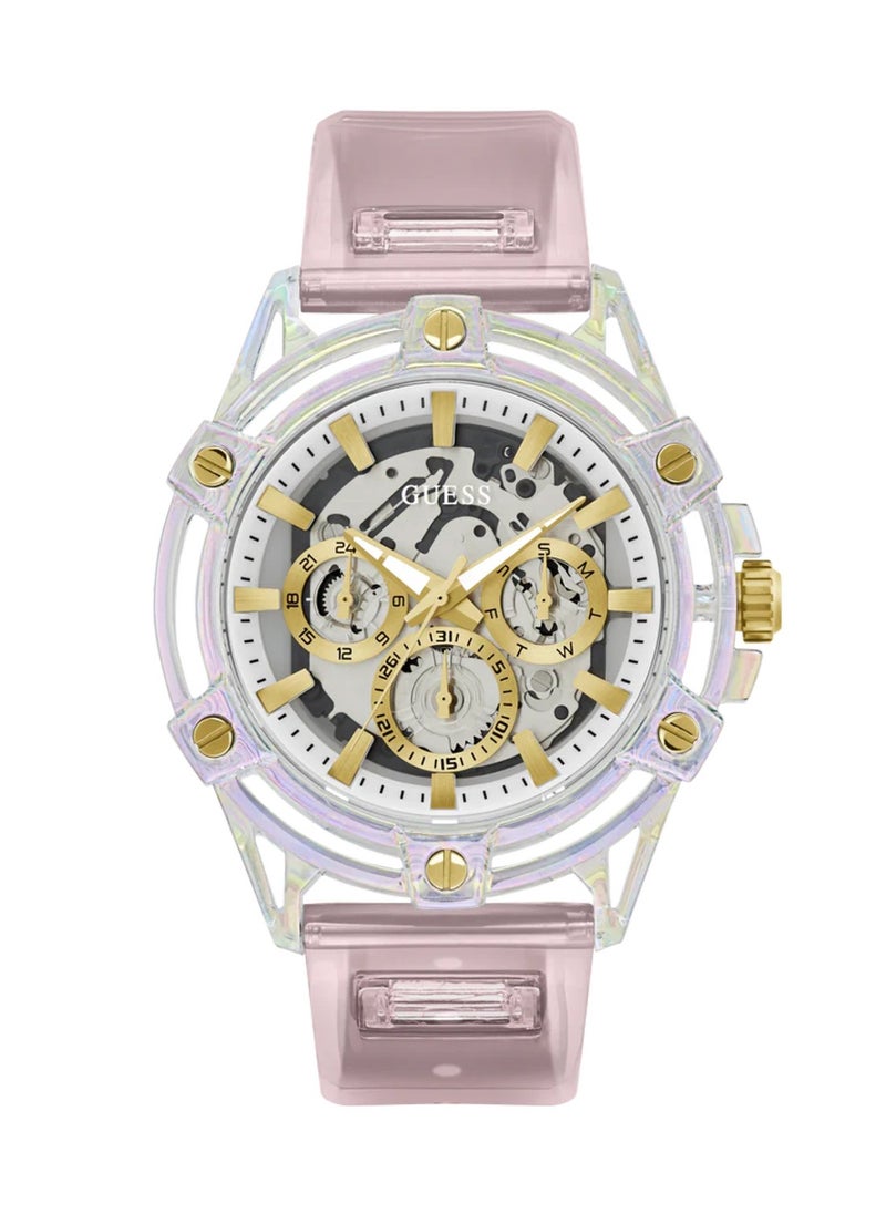 GUESS - King Men’s Pink Clear Multi-function Bio Based Polyurethane Watch GW0806G4 - 48mm - Image 1
