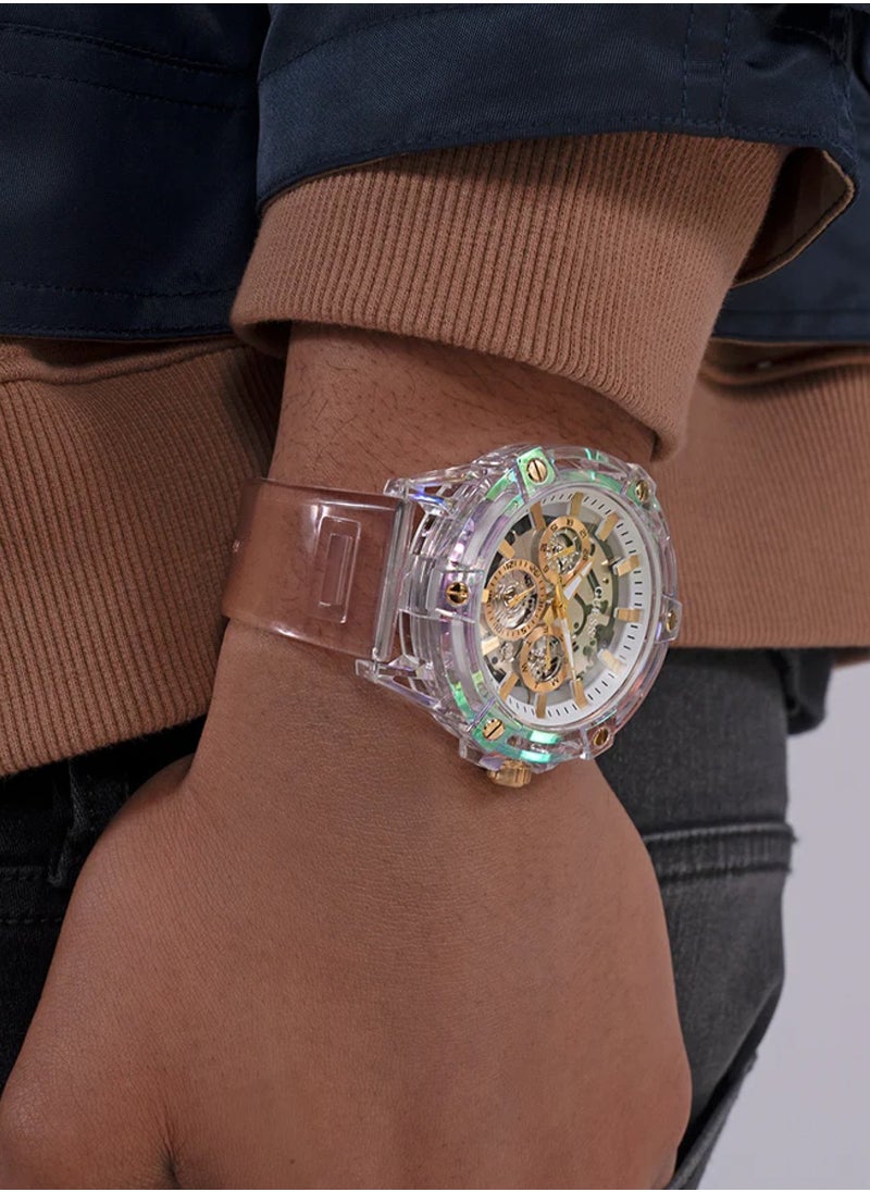 GUESS - King Men’s Pink Clear Multi-function Bio Based Polyurethane Watch GW0806G4 - 48mm - Image 1