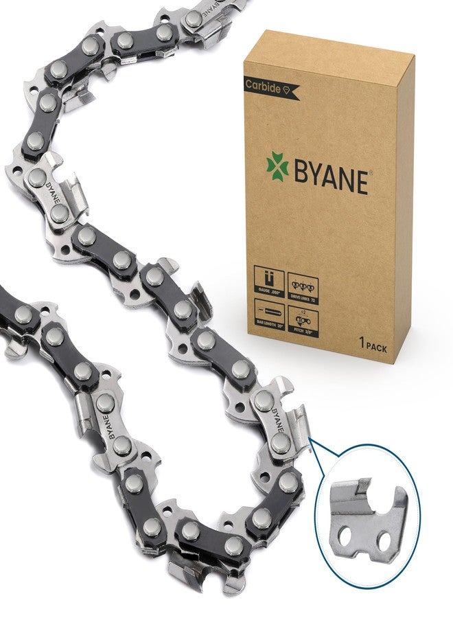 BYANE Carbide Chainsaw Chain 20 Inch, 3/8" Pitch, 050" Gauge, 72 Drive Links, Gifts for Men, Father's Day Gifts for Dad, Fits Stihl, Husqvarna 455, and More- 33RS72 (1 Chains). - Image 1