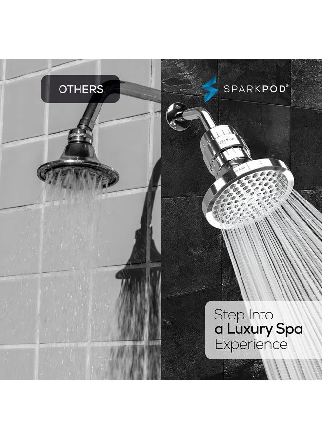 SparkPod Luxury Filtered Shower Head Set 23 Stage Shower Filter - Reduces Chlorine and Heavy Metals - High Pressure Showerhead Filter (6" Round, Luxury Polished Chrome) - Image 4