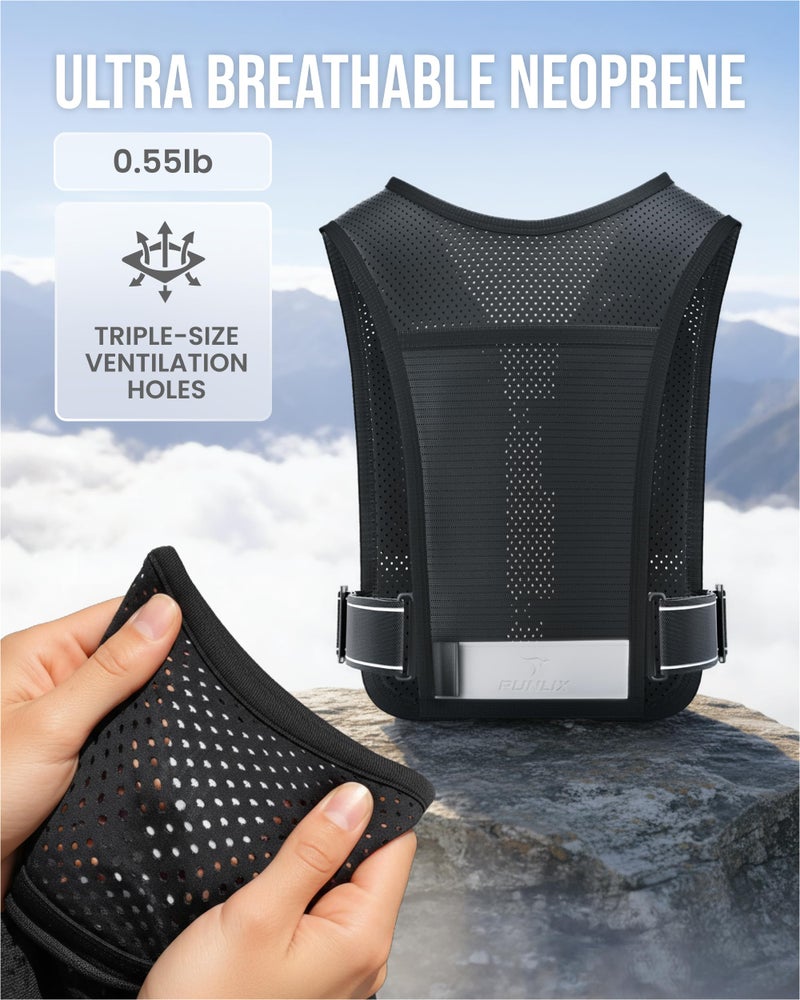RUNLIX Running Vest for Women Men - Reflective Running Hydration Vest with 500ml Soft Water Bottle, Phone Holder, 2 LED Lights USB Rechargeable - 7 Pockets Runners Backpack Trail Jogging Marathon - Image 4