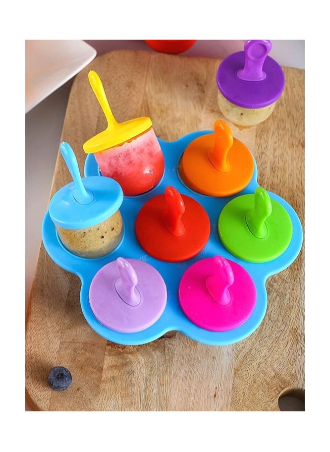 Beram - Mini Popsicle Ice Cream Mould, Seven Colourful Sticks, Healthy Fruit Moulds, Pure Silicone Mould with Plastic Sticks, Kids Ice Cream DIY Pop Molds, BPA Free - Image 1