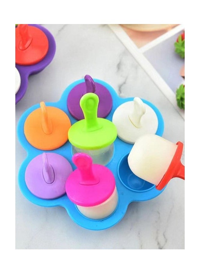 Beram - Mini Popsicle Ice Cream Mould, Seven Colourful Sticks, Healthy Fruit Moulds, Pure Silicone Mould with Plastic Sticks, Kids Ice Cream DIY Pop Molds, BPA Free - Image 1