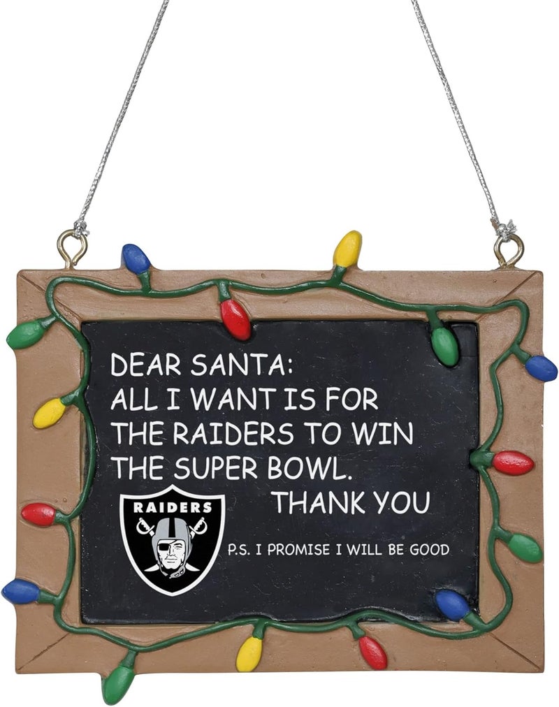 FOCO NFL Resin Holiday Christmas Chalkboard Sign Ornament - Image 1