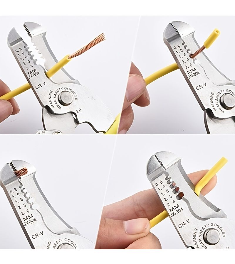 Professional Multi Function Wire Cutters Crimping Tool Ultra Sharp Cutting Scissors With 8 16 AWG Wire Stripper Heavy Duty Electrical Hand Tool For Electricians DIY Home Repair And Industrial Wiring Projects Yellow - Image 4