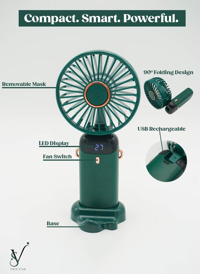 فيوستار مروحة فيوستار المحمولة، مروحة يدوية صغيرة، مروحة صغيرة، مروحة يدوية محمولة، مروحة لعربة الأطفال - تبريد قوي ومدمج للمنزل والسفر والمكتب - Image 2