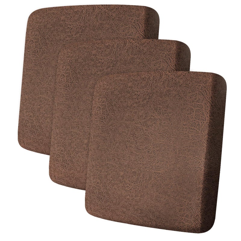 ANARACHON Leather Look Couch Cushion Covers Sofa Seat Slipcovers Sets Couches Furniture Protector for Sectional Armchair Loveseat Pets Kids Stretch Spandex Fabric (3 Cushion Sofa, Brown) - Image 1