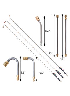 SYOSI Pressure Washer Extension Wand Set, Replaceable Upgrade Power Washer Lance with 6 Nozzle Tips, 30°,90°,120° Curved Rod, 1/4" Quick Connect, 10 Replacement for Anti-Leaked Ring, 4000 PSI  - Image 2