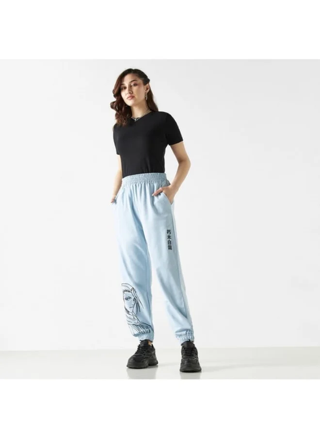 SP Characters Anime Print Joggers with Elasticated Waistband Pockets
